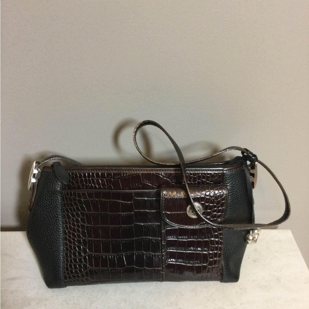 Brighton Keely black brown Pebble Leather shoulder purse